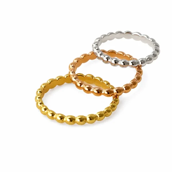 Polished Beaded Band Ring
