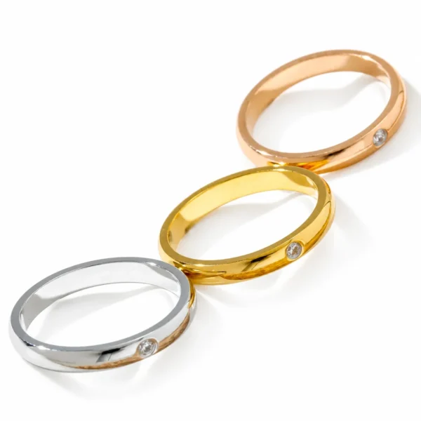 Band Ring with Slim Dome and Flush-Set Crystal