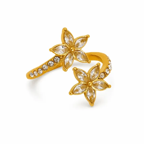 Marquise Crystal Flower Open Ring