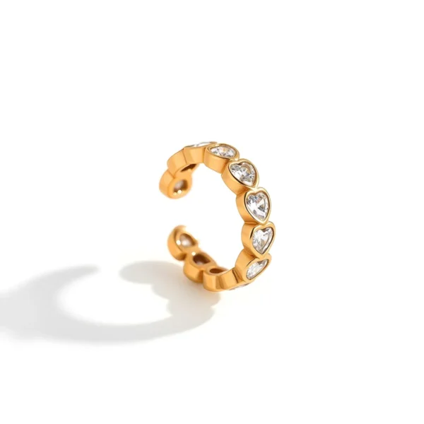 Open Heart-Bezel Crystals Ring