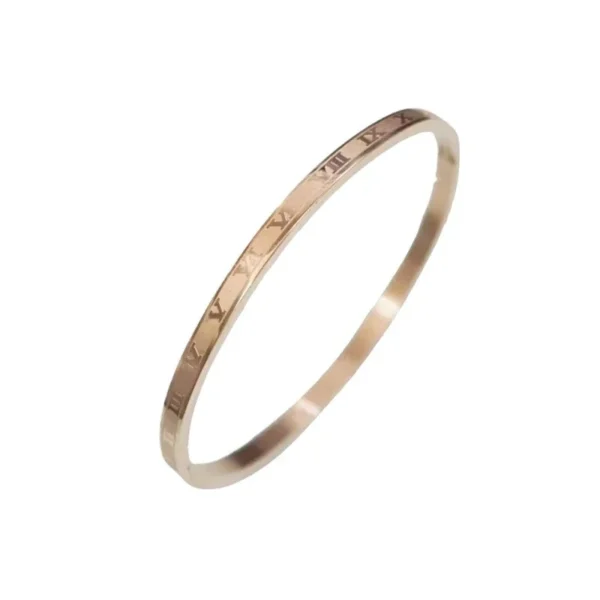 Roman Numeral Bangle with Faceted Profile