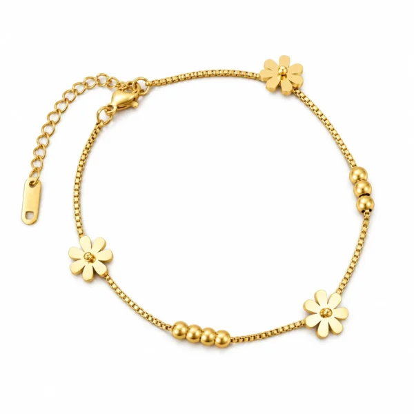 Daisy Bead Box Chain Anklet