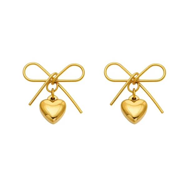 Bow Heart Drop Earrings
