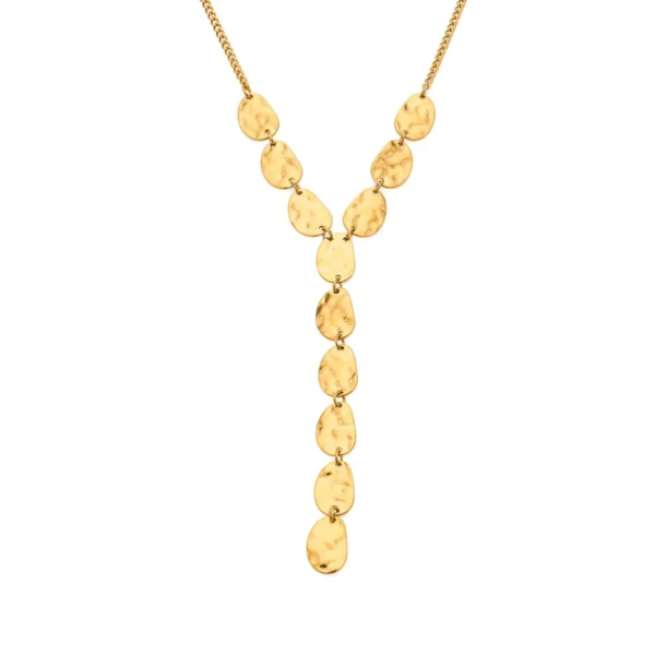 Hammered Oval Y Pendant Necklace