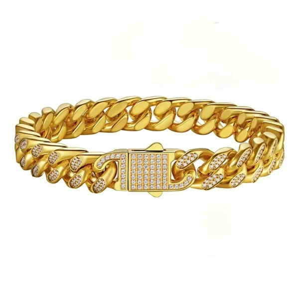Wide Iced Pavé Cuban Link Chain Bracelet