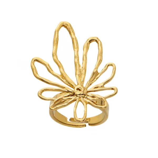 Open-Petal Hammered Ring