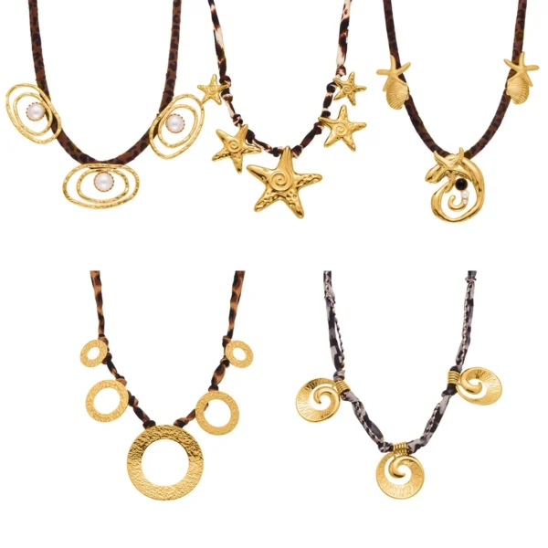 Leopard Cord & Motifs Necklace