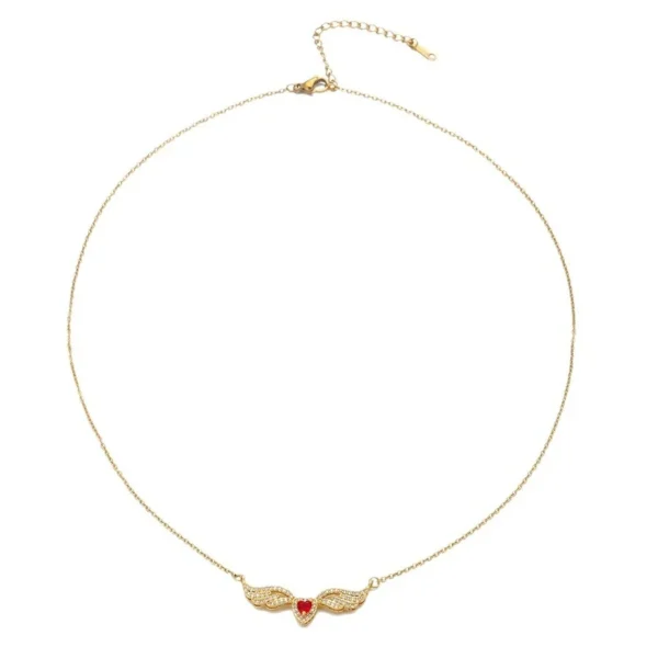 Winged Heart Necklace with Pavé Crystals