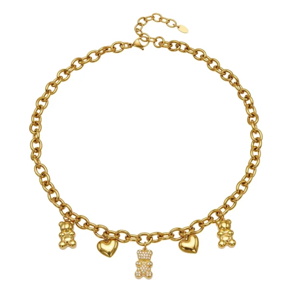 Teddy Heart Charm Necklace