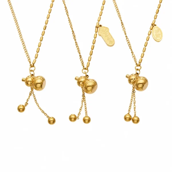 Gourd Tassel Necklace with Ball Drops