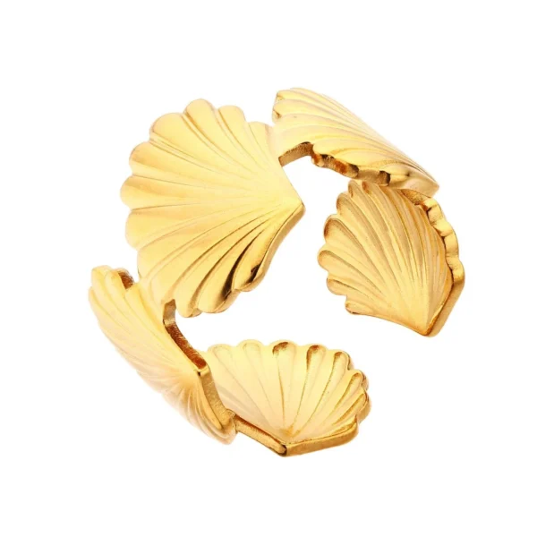 Adjustable Shell Motif Open Ring