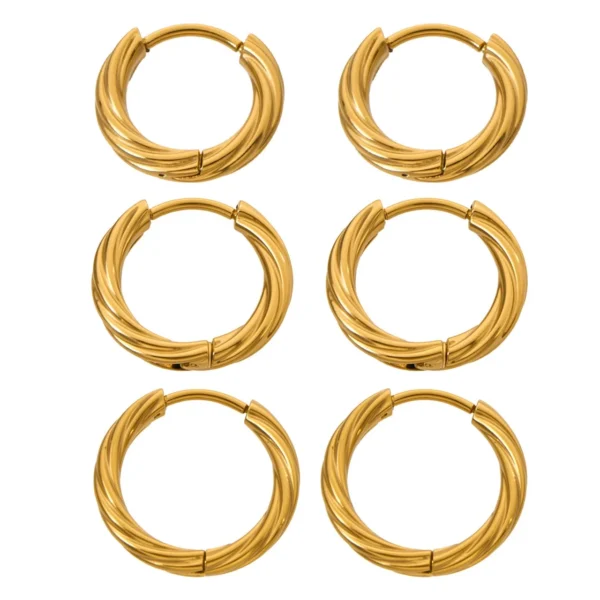 Sculpted Twisted Ridged Hoop Earrings