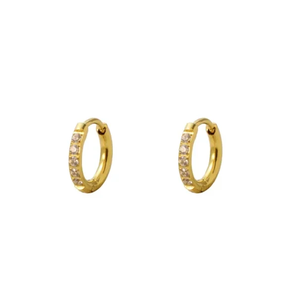 Huggie Hoop Earrings Round CZ