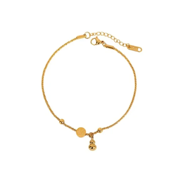 Fu Coin and Gourd Charm Anklet