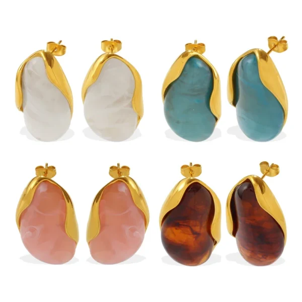 Marbled Resin & Frames Stud Earrings