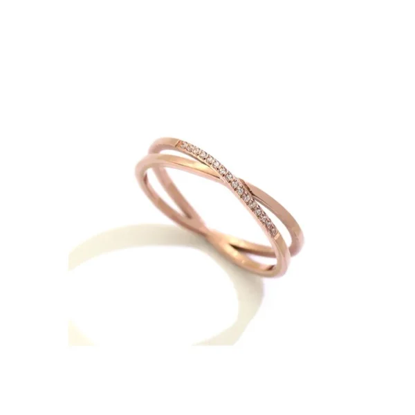 Crossed Pavé Split Band Ring