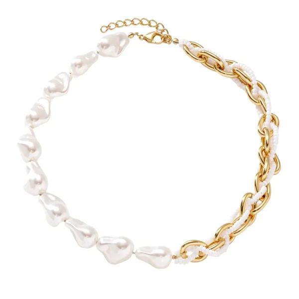 Baroque Pearls, Seed Beads & Links Necklace