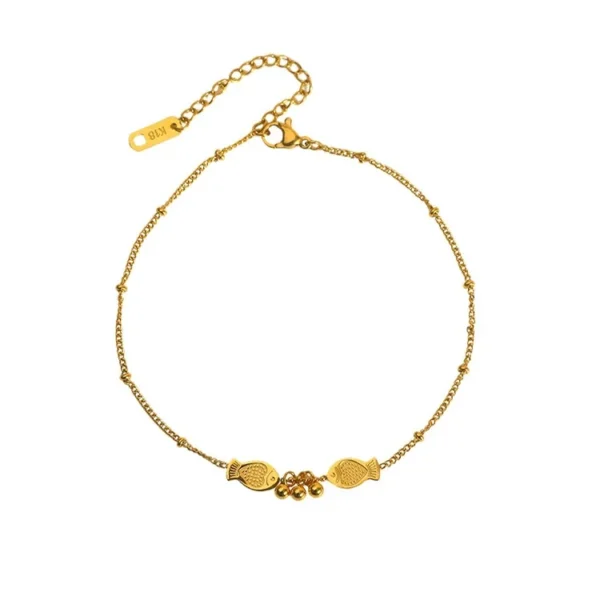 Double Fish and Triple Bead Drops Anklet