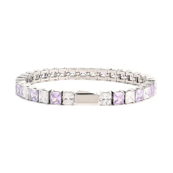 Pale Lilac Square CZ Box Link Tennis Bracelet