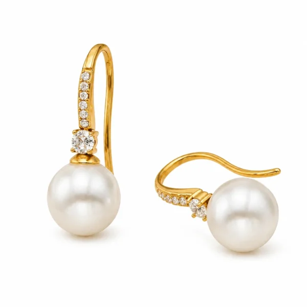 Pearl Drop CZ Hook Earrings