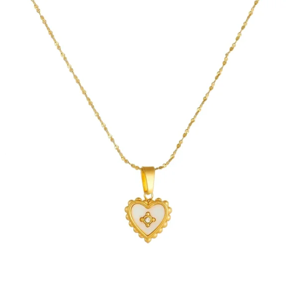 Heart , White Inlay and Crystal Centers Jewellery Set
