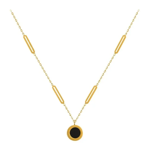 Layered Bar Link Roman Dial Necklace