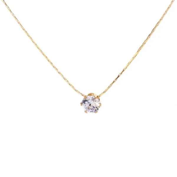 Round Crystal & Snake Chain Pendant Necklace