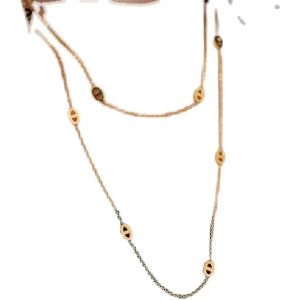 Layered Oval Cutout Long Necklace