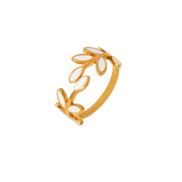 Botanical Leaf Enamel Open Ring