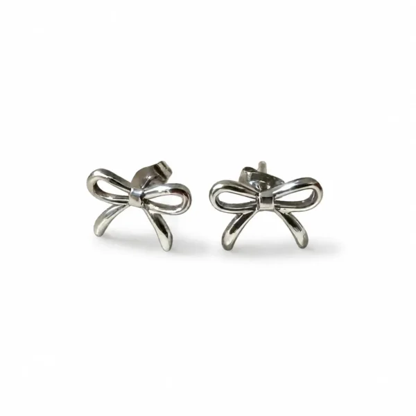 Bow Stud Earrings with Open Loops