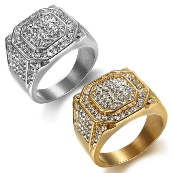Signet Ring with Octagonal Pavé Crystal Face