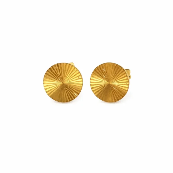 Sunburst Round Disc Stud Earrings