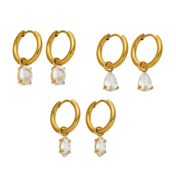 CZ Drop Hoop Earrings