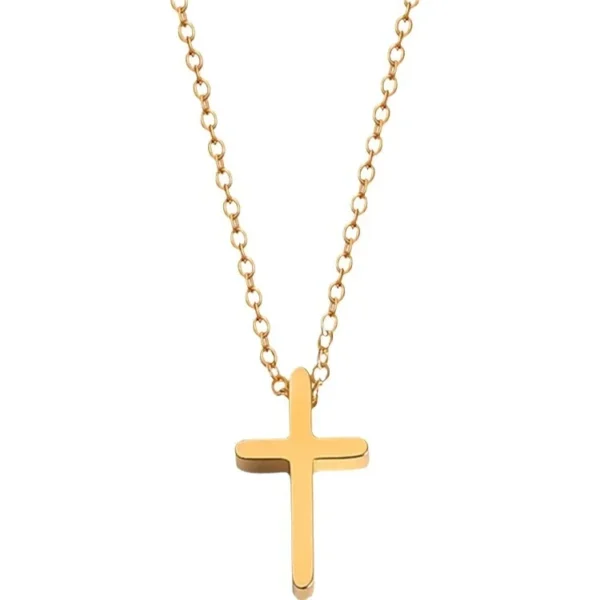 Cross Necklace, Fine Oval Chain