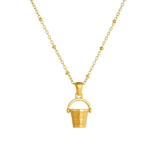 Bucket Pendant Necklace with Bead Chain