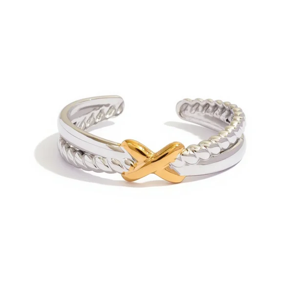 X-Knot & Rope-Texture Open Ring
