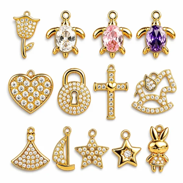 Pavé Shape Charm Pendants