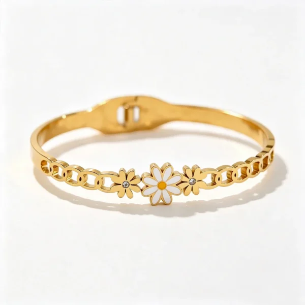 Daisy Link Bracelet, White Flowers