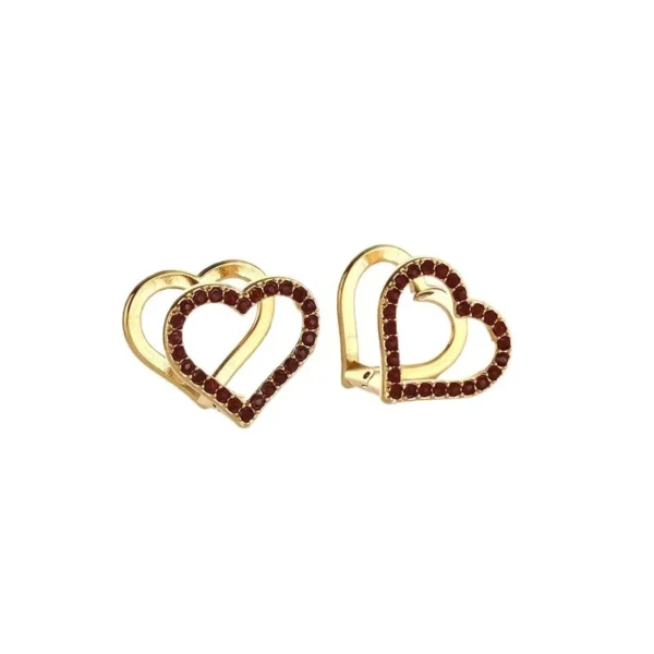 Heart Huggie Earrings with Crystal Outline