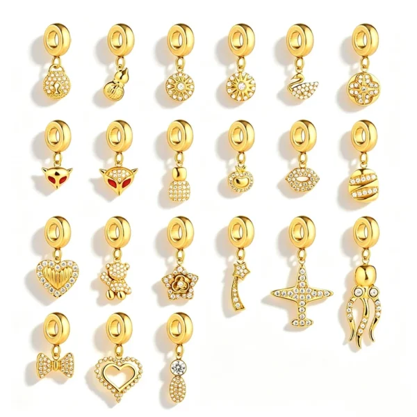 Polished Pavé Charm Pendant Bead