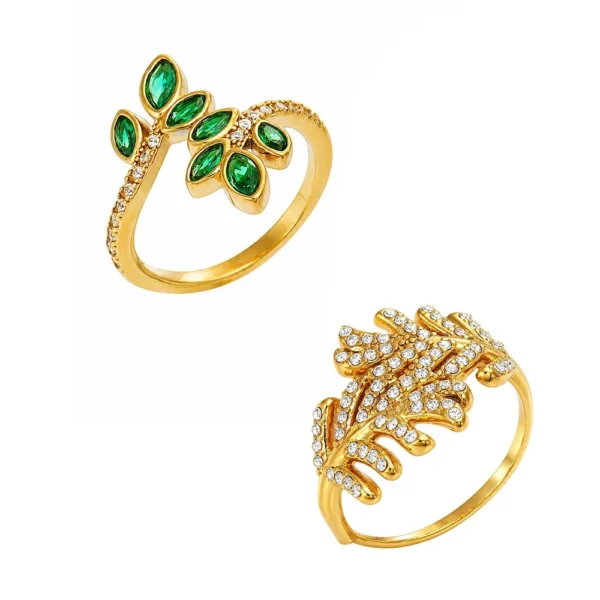 Leaf Open-Front CZ Ring