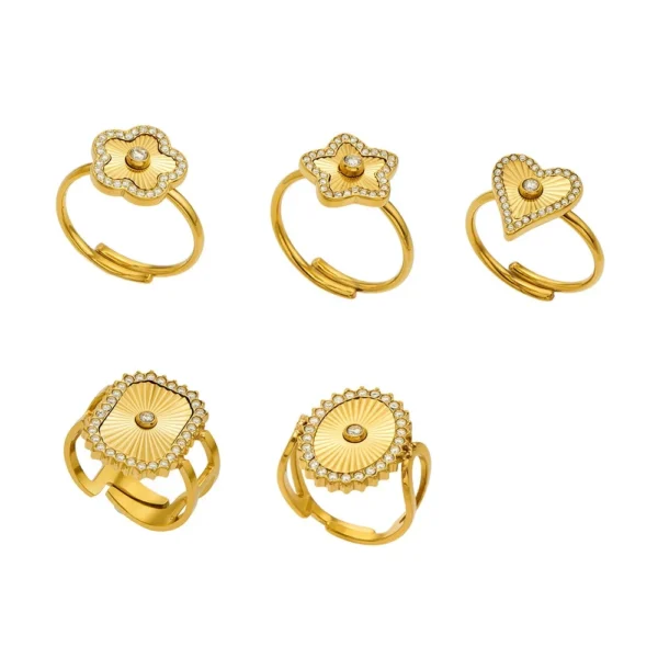 Ribbed Motif CZ Open Ring