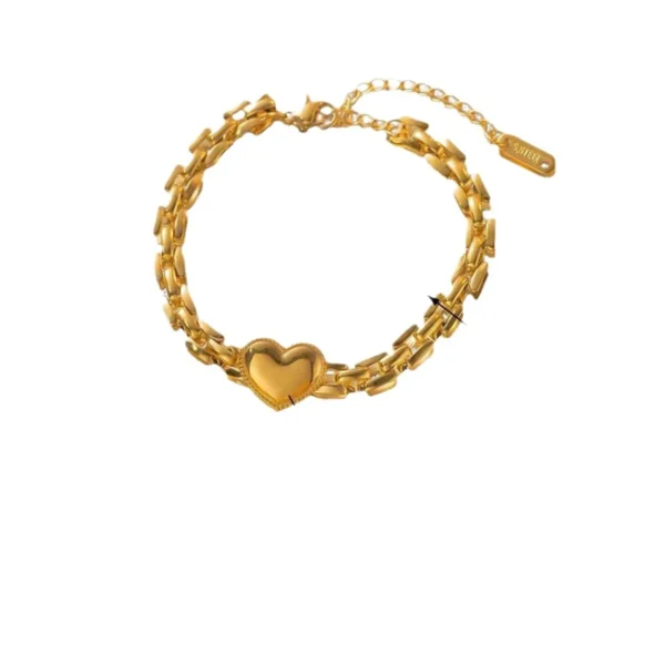 Heart Bracelet with Double-Row Brick Links