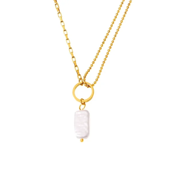 Baroque Pearl-Effect Drop Necklace