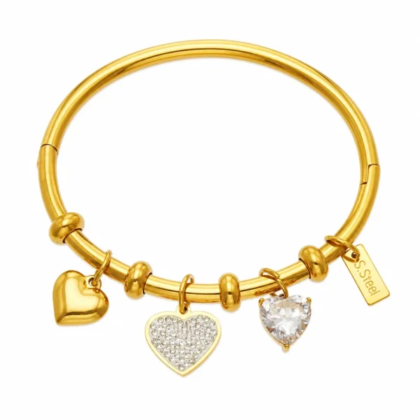 Heart Charm Bangle Bracelet