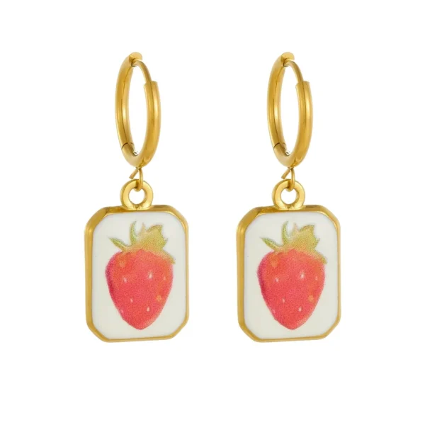 Strawberry Plaques Drop Earrings