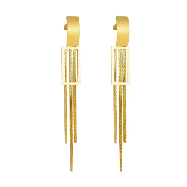 Drop Earrings Geometric Frame Snake Chain Tassels
