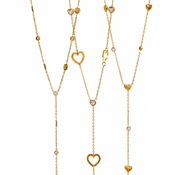 Y Drop Heart CZ Necklace