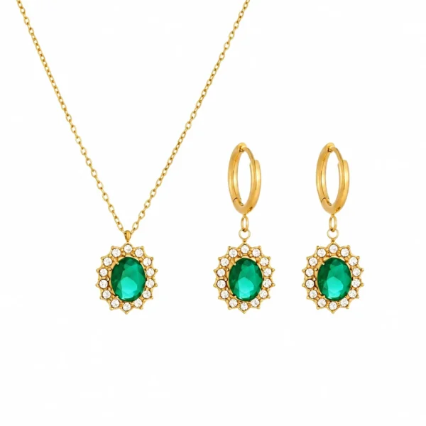 Oval Crystal Halo Jewellery Set