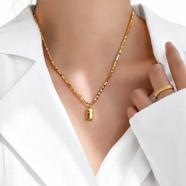 Rectangular Bar Pendant Necklace